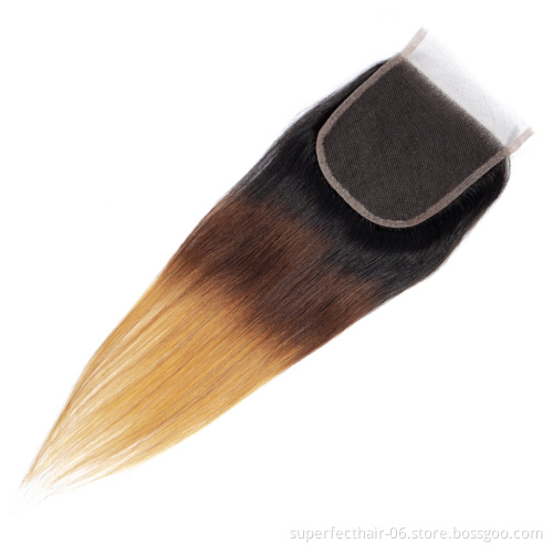 Henan Factory Virgin Hair Bundles 3 Tone Color 1B 4 27 Ombre Color 3bundles with remy hair 4*4 remy closure 4*13 Frontal